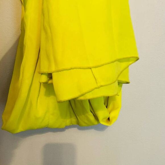Jay Godfrey Neon Yellow Georgette Zipper Fully Lined High Slit Gown Dress Size 2 - Picture 11 of 13